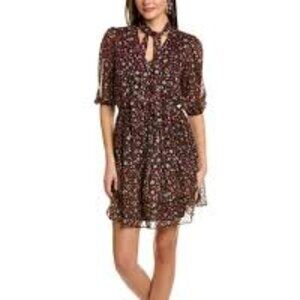 Nanette Lepore Mini Dress Size 10 Dark Floral Tiered Sheer Flowy Whimsigoth NWT